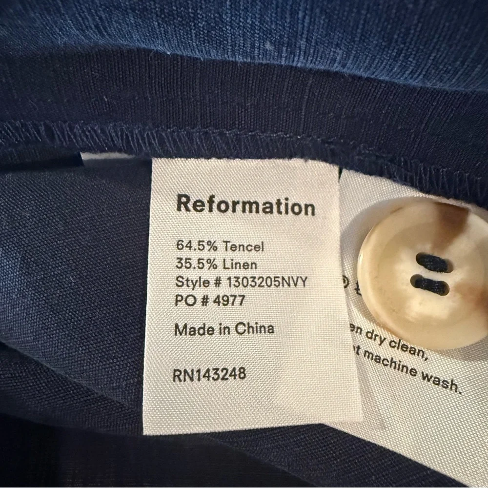 Reformation Navy Double-Breasted Belted Midi Dress - Picture 10 of 14
